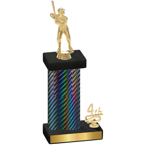 Accented Single Black Carbon Fiber Fourth Place Baseball Trophy