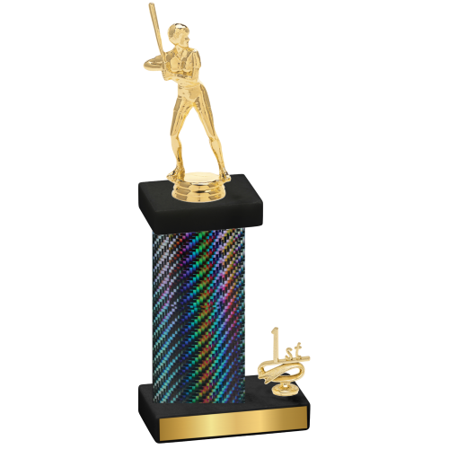 Accented Single Black Carbon Fiber First Place Softball Trophy