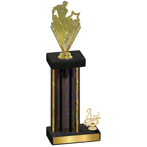 Accented Single Black Glacier Third Place Rugby Trophy
