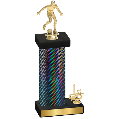 Accented Single Black Carbon Fiber First Place Soccer Trophy