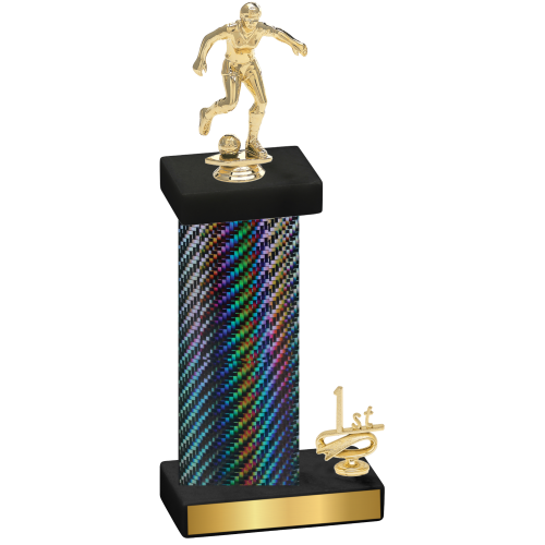 Accented Single Black Carbon Fiber First Place Soccer Trophy