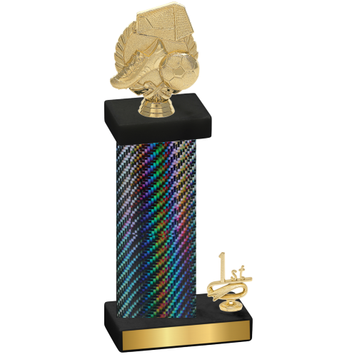 Accented Single Black Carbon Fiber First Place Soccer Trophy
