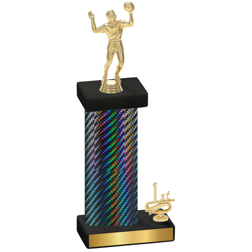 Accented Single Black Carbon Fiber First Place Volleyball Trophy