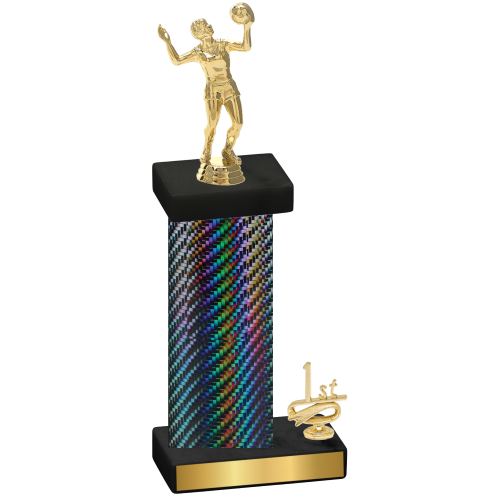 Accented Single Black Carbon Fiber First Place Volleyball Trophy