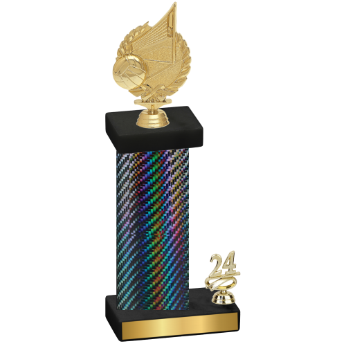 Accented Single Black Carbon Fiber Year Volleyball Trophy