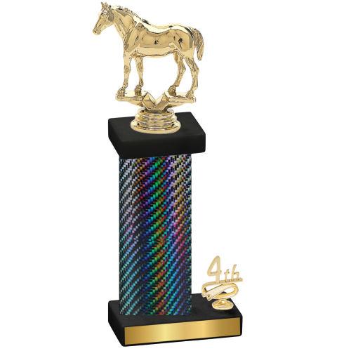 Accented Single Black Carbon Fiber Fourth Place Horses Trophy
