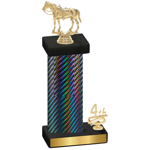 Accented Single Black Carbon Fiber Fourth Place Horses Trophy