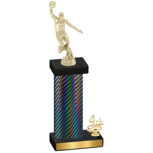 Accented Single Black Carbon Fiber Fourth Place Basketball Trophy