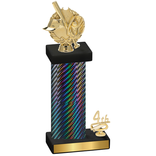 Accented Single Black Carbon Fiber Fourth Place Baseball Trophy