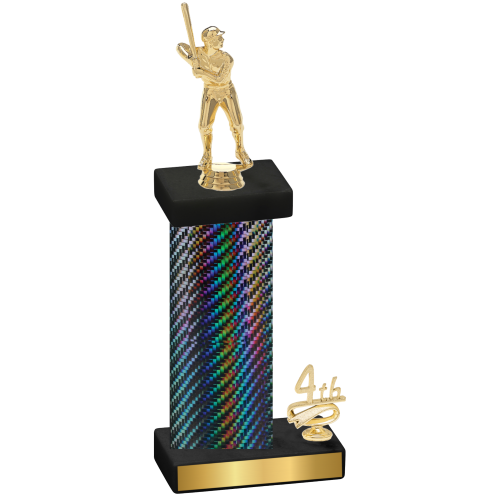 Accented Single Black Carbon Fiber Fourth Place Baseball Trophy