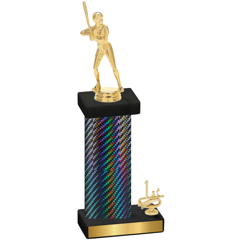 Accented Single Black Carbon Fiber First Place Softball Trophy