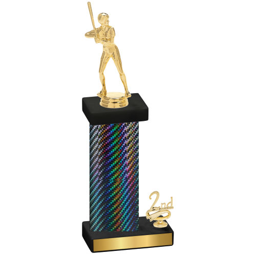 Accented Single Black Carbon Fiber Second Place Softball Trophy