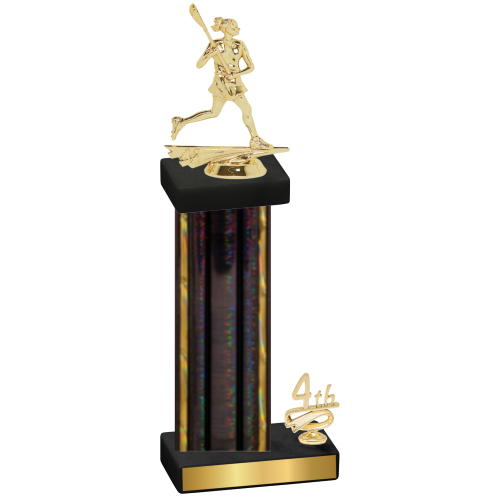 Accented Single Black Glacier Fourth Place Lacrosse Trophy