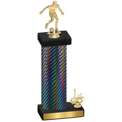 Accented Single Black Carbon Fiber First Place Soccer Trophy