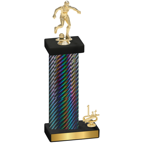 Accented Single Black Carbon Fiber First Place Soccer Trophy