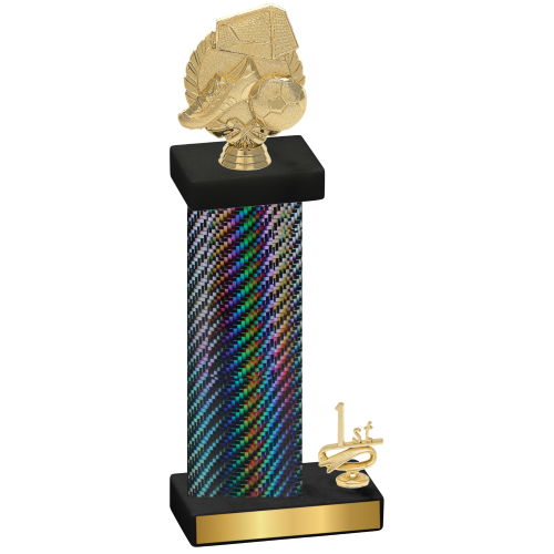 Accented Single Black Carbon Fiber First Place Soccer Trophy