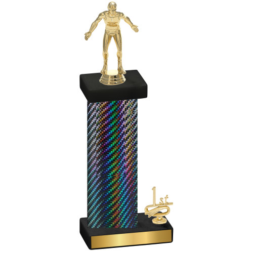 Accented Single Black Carbon Fiber First Place Wrestling Trophy