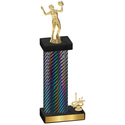 Accented Single Black Carbon Fiber First Place Volleyball Trophy