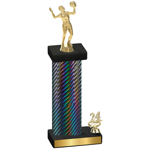 Accented Single Black Carbon Fiber Year Volleyball Trophy