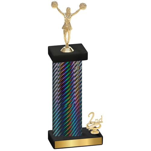 Accented Single Black Carbon Fiber Second Place Cheerleading Trophy