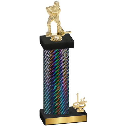 Accented Single Black Carbon Fiber First Place Hockey Trophy