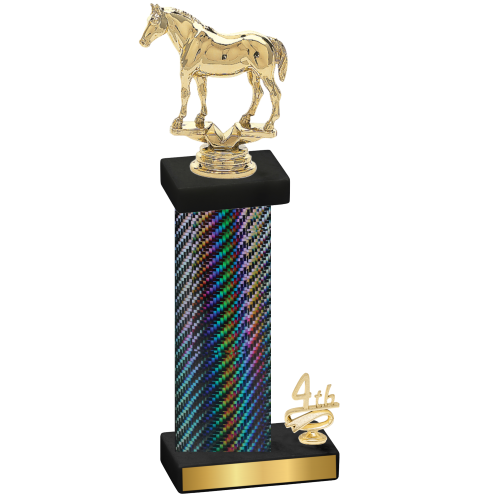 Accented Single Black Carbon Fiber Fourth Place Horses Trophy