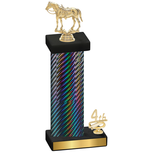 Accented Single Black Carbon Fiber Fourth Place Horses Trophy