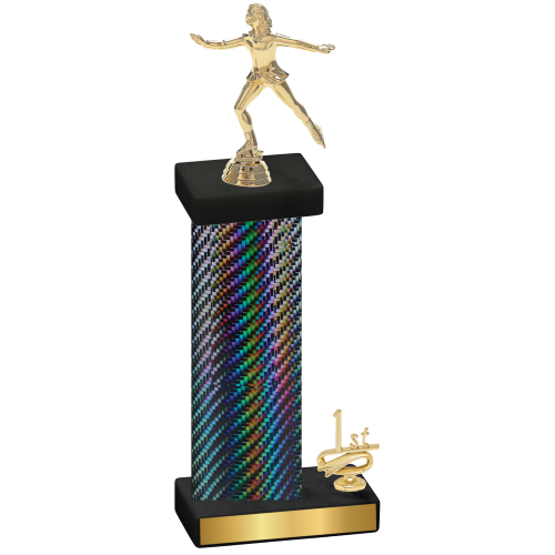 Accented Single Black Carbon Fiber First Place Skater Trophy