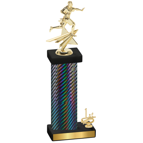 Accented Single Black Carbon Fiber First Place Flag Football Trophy