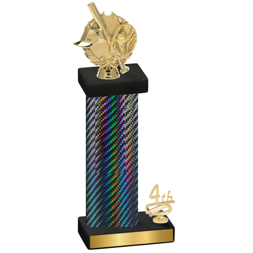 Accented Single Black Carbon Fiber Fourth Place Baseball Trophy