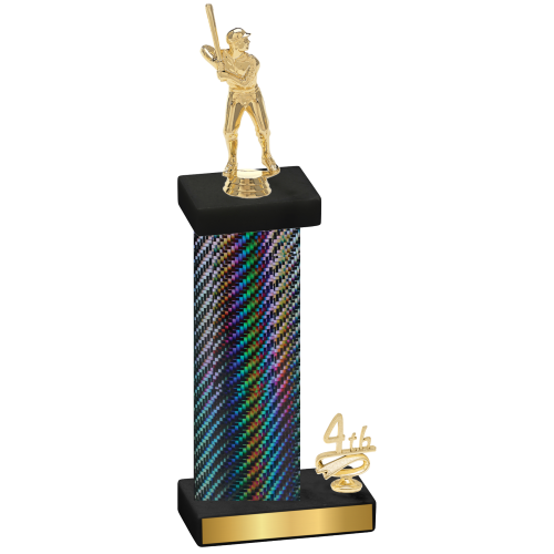 Accented Single Black Carbon Fiber Fourth Place Baseball Trophy