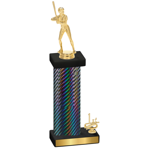 Accented Single Black Carbon Fiber First Place Softball Trophy