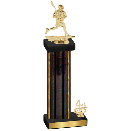 Accented Single Black Glacier Fourth Place Lacrosse Trophy