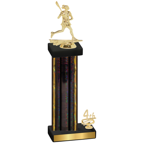 Accented Single Black Glacier Fourth Place Lacrosse Trophy