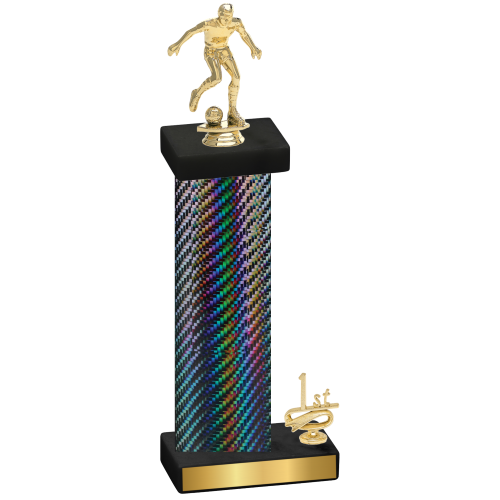 Accented Single Black Carbon Fiber First Place Soccer Trophy