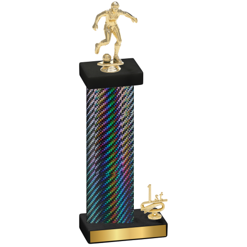 Accented Single Black Carbon Fiber First Place Soccer Trophy
