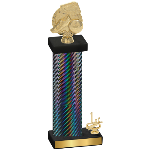 Accented Single Black Carbon Fiber First Place Soccer Trophy