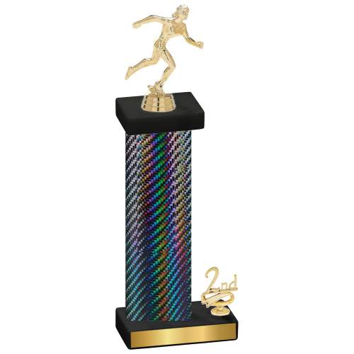 Accented Single Black Carbon Fiber Second Place Running Trophy