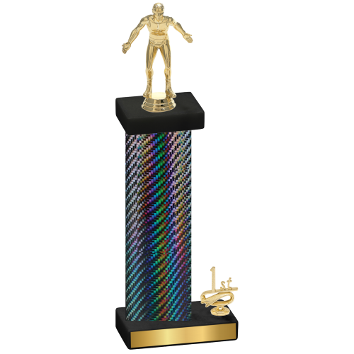 Accented Single Black Carbon Fiber First Place Wrestling Trophy