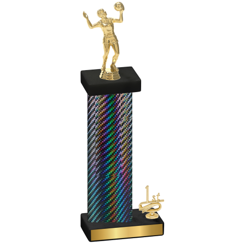 Accented Single Black Carbon Fiber First Place Volleyball Trophy