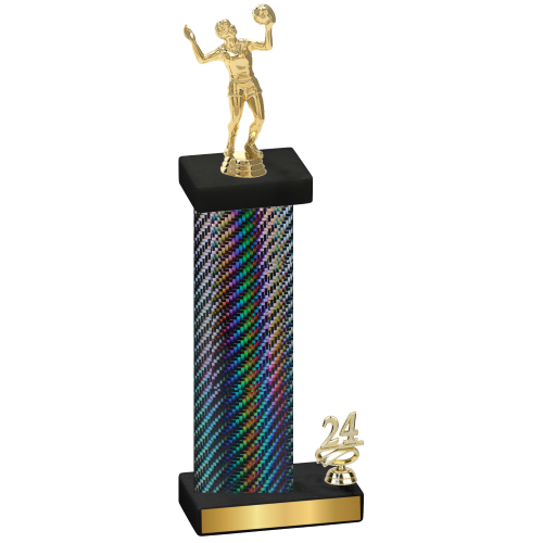 Accented Single Black Carbon Fiber Year Volleyball Trophy