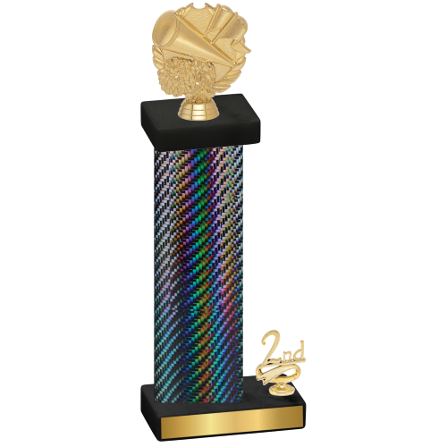 Accented Single Black Carbon Fiber Second Place Cheerleading Trophy