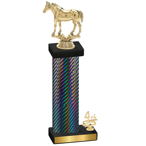 Accented Single Black Carbon Fiber Fourth Place Horses Trophy