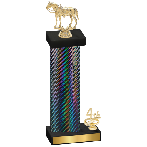 Accented Single Black Carbon Fiber Fourth Place Horses Trophy