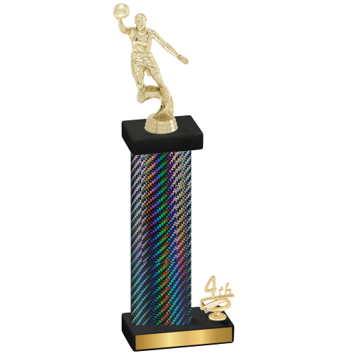 Accented Single Black Carbon Fiber Fourth Place Basketball Trophy