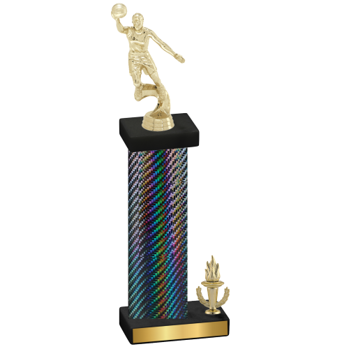 Accented Single Black Carbon Fiber Victory Basketball Trophy