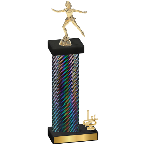 Accented Single Black Carbon Fiber First Place Skater Trophy