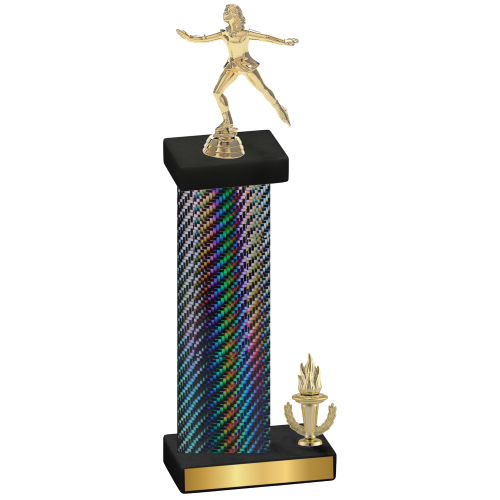 Accented Single Black Carbon Fiber Victory Skater Trophy