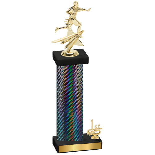 Accented Single Black Carbon Fiber First Place Flag Football Trophy