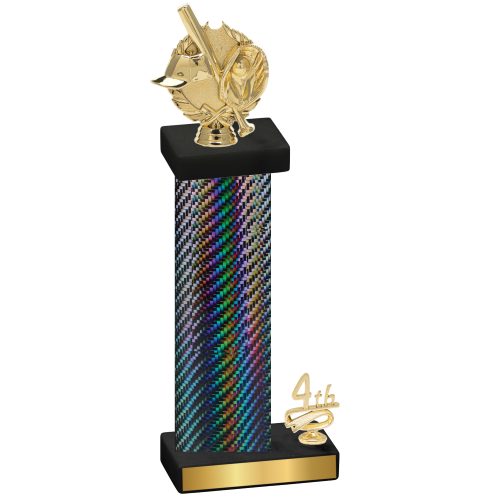 Accented Single Black Carbon Fiber Fourth Place Baseball Trophy